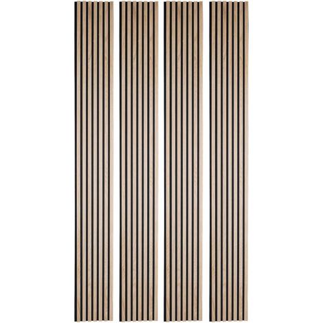 Decoon – Lot de 4 panneaux décoratifs muraux en bois placage chêne clair – Dimensions 250 x 30 cm – Épaisseur 1 cm – Surface 3m²