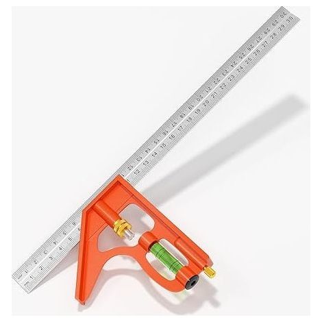 Équerre Combinée 300mm - Métrique - Équerre à Combinaison Universelle et Précise en Métal avec Butée et Outil de Traçage - Outil de Mesure Professionnel (1/5)