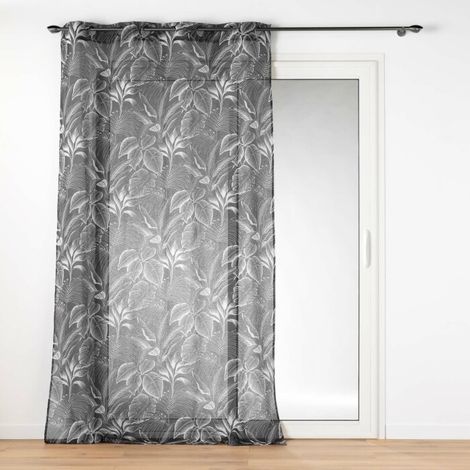 Voilage a oeillets 140 x 240 cm voile sablé imprimé Cabana Noir (1/3)