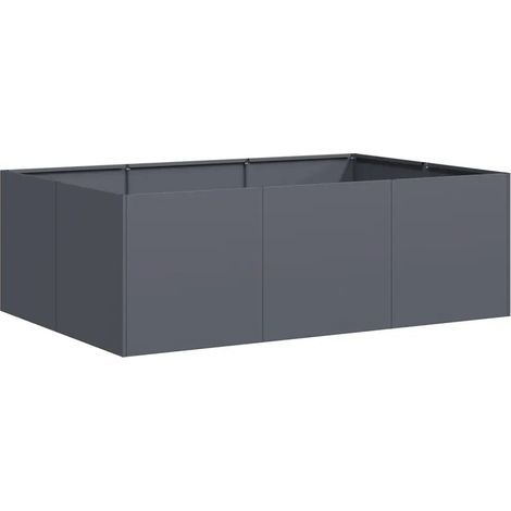 Jardinière moderne pour jardin balcon 120 x 80 x 40 cm avec fond ouvert et support intérieur en acier anthracite (1/5)