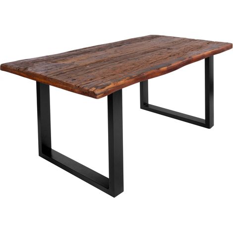 Baumkantentisch Rough Wood Platte 200 cm U-Gestell schwarz Ramon (1/5)
