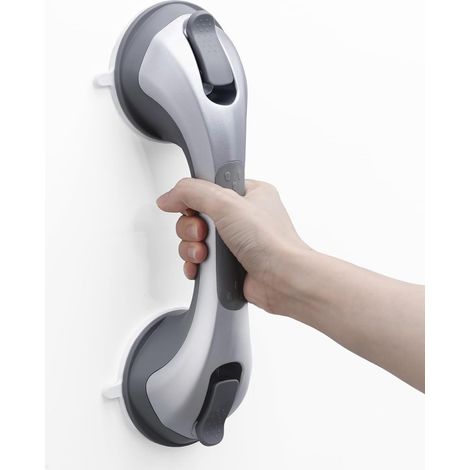 CCYKXABarre d'appui de douche de 30,5 cm pour baignoires et personnes âgées, barres d'appui à ventouse pour personnes âgées, sans perçage, amovible, argenté (1/5)