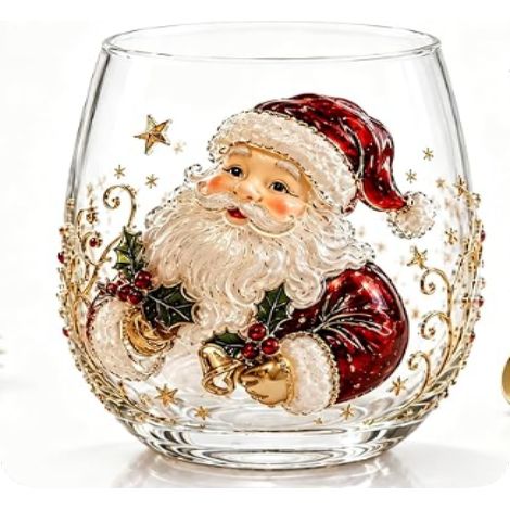 Beyamis Ensemble de tasses en verre 3D Magic Christmas, Père Noël 3D