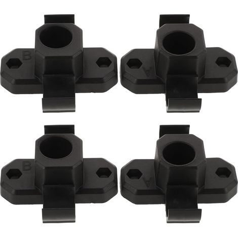 Paquete de 4 soportes ajustables para patas de mesa plegables de acero para muebles de exterior, de plástico negro.