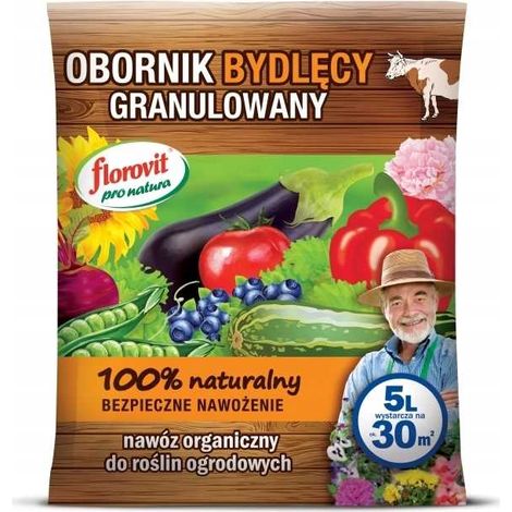 Florovit, engrais 100 % naturel à base de fumier de bovins, pour légumes, fleurs et fruits, 5 L (1/5)