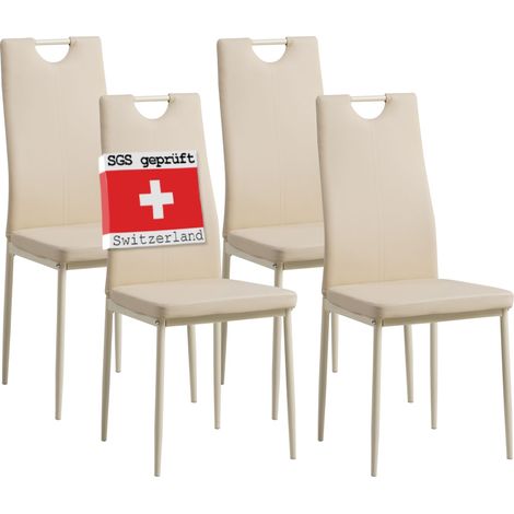 Albatros Esszimmerstühle SALERNO 4er Set, Beige - Edles Italienisches Design, Polsterstuhl Kunstleder-Bezug, Modern und Stilvoll am Esstisch - Küchenstuhl, Stuhl Esszimmer hohe Belastbarkeit (1/5)