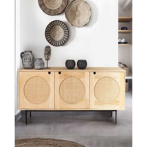 Kali - Buffet en bois et cannage 145 cm (1/5)
