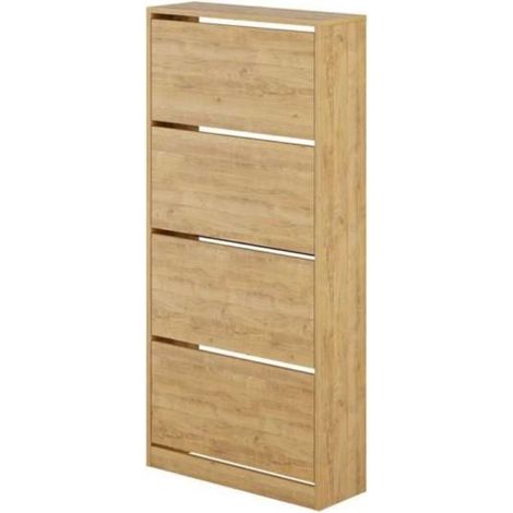Scarpiera 4 Ante a Ribalta Doppie Legno Rovere Chiaro (1/5)