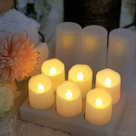 Bougie LED - Flamme Mouvante - Rechargeable par Station - Avec Télécommande - Lot de 6 (1/5)