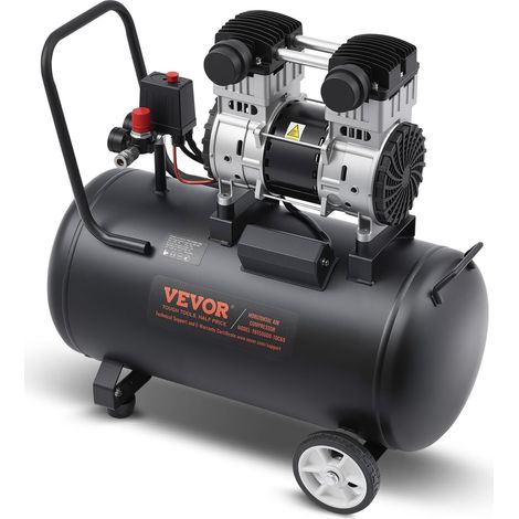 Compresseur d'Air sans Huile, Réservoir Acier 60 L, 1,25 kW, 5,3 CFM 90 PSI, Pression Max 125 PSI, Compresseur Silencieux Portable pour Réparation Automobile, Gonflage Pneus, Peinture Pistolet (1/5)