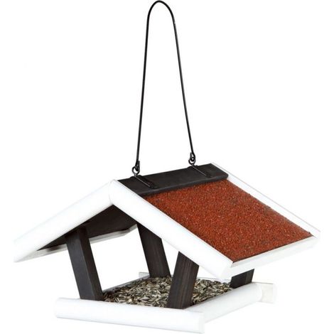 Natura mangeoire oiseaux suspendue, en pin 30 × 18 × 28 cm, noir/blanc (1/2)