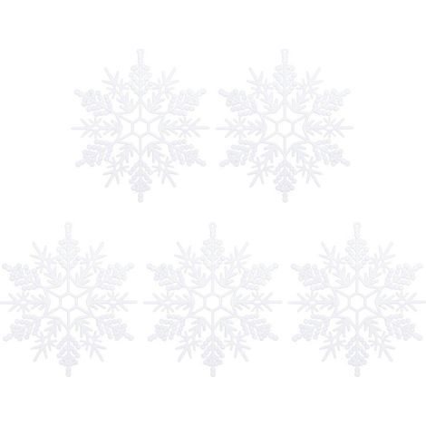 5 Stück 30 cm große, hängende Schneeflocken-Weihnachtsdeko aus Kunststoff zum Aufhängen am Weihnachtsbaum, Geschenkideen, Deko-Requisiten, DIY-Zubehör-30cm-White (1/3)