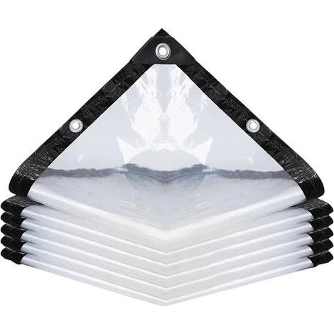 Bâche transparente imperméable avec anneaux - Housse transparente pour meuble - housse pour salon de jardin extérieur - imperméable - 200x200cm (1/5)