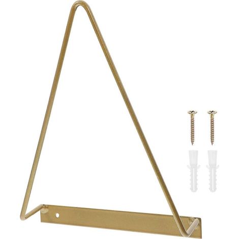 Dreieckiger, wandmontierter Schallplattenständer – 24 x 18,3 cm – Gold (1/4)
