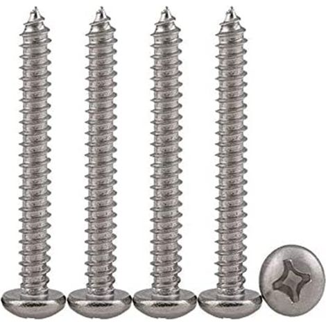 50 Pcs Vis à tête cylindrique Phillips 304 Vis autotaraudeuses en acier inoxydable Vis à bois autoperceuses Standard Cross Groove Full Thread Woodworking Fastener M4 X 50 (1/4)