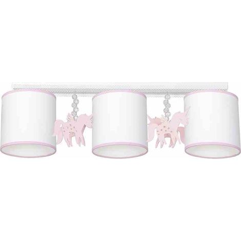 Plafonnier Milagro UNI 3xE27 tissu rose/blanc enfant (1/5)