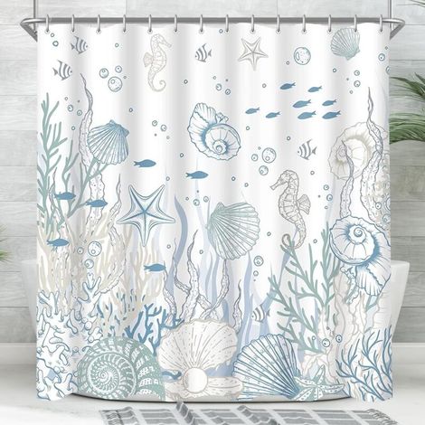 Shower Curtain Weighted Hem Waterproof Washable Polyester Shower Curtain with 12 Eyelets and Shower Curtain Rings for Bathroom Bathtub (1/5)