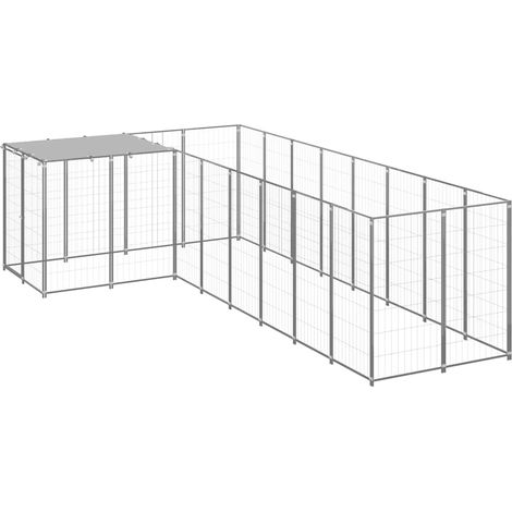 Maison Exclusive - Gabbia per Cani Argento 6,05 m² in Acciaio (1/5)