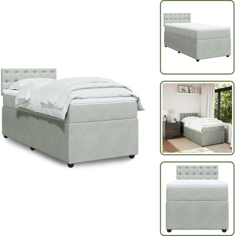 Boxspringbett mit Matratze Hellgrau 90x200 cm Samt - Boxspringbett - Boxspringbetten - Bett - Betten (1/5)
