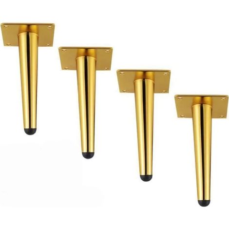 Stück 15 cm lange Metallmöbelfüße, Sofabeine mit Schrauben und Antirutschpads, Beine für Tisch, Bett, Sofa, Gold (1/5)