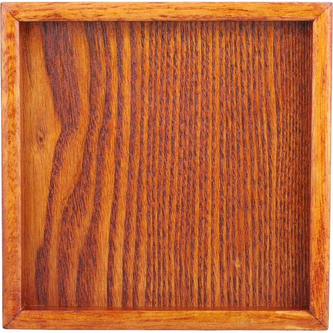 Kleines, tragbares, quadratisches Serviertablett aus Massivholz für Tee, Kaffee, Snacks und zum Essen (18 x 18 x 2 cm) (1/5)