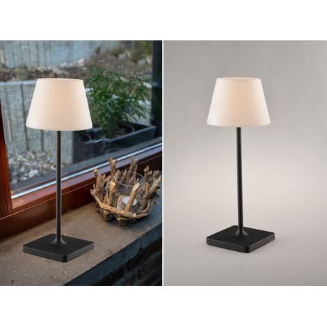 Akku LED Outdoor Tischleuchte JAMMIN Schwarz, Dimmbar Höhe 39cm (1/5)