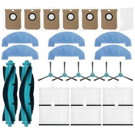Lot de 26 pièces de rechange pour aspirateur Cecotec Conga 7690 Immortal Max : brosse principale, filtre HEPA et chiffon de nettoyage.