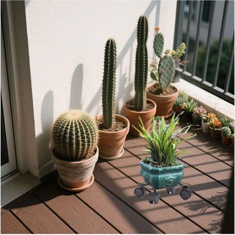 [Lot de 2] Support de pot de fleur carré avec roulettes 180 x 180 mm Base de poulie mobile Plateau de pot hydroponique de style nordique Salon Balcon Tapis roulant pour plantes vertes Style simple et (1/2)