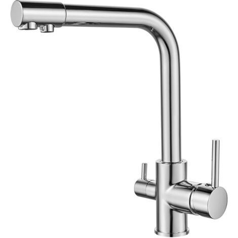 Tigrezy-Grifo de cocina de 3 vías, grifo de agua potable con conexión para filtro de agua, grifo de fregadero de cocina, grifo 3 en 1, mezclador de cocina (1/5)
