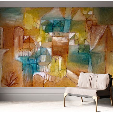 Tapete adhésive moderne pour salon et chambre à coucher Décoration rapide avec colle Structures géométriques 312x219 cm (1/5)