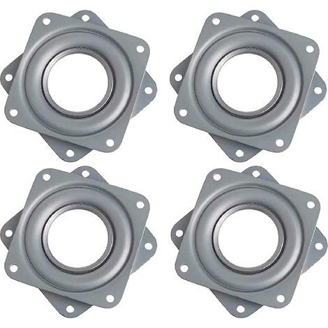 Plateau Tournant Carré 4 Pouces, 360 Degrés, Rotatif à Roulement à Billes, Métal Galvanisé, Plaque Pivotante Silencieuse, Flexibilité Optimale pour Présentoirs, Moniteur Ordinateur et (1/5)