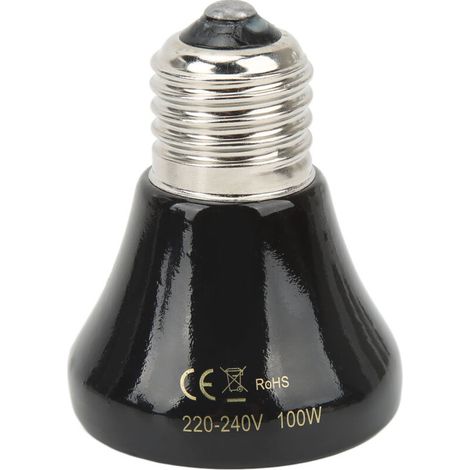Ampoule chauffante en céramique 100W pour reptiles, lampe infrarouge pour terrarium, chauffage pour lézards et amphibiens, 220V-240V, noire. (1/5)