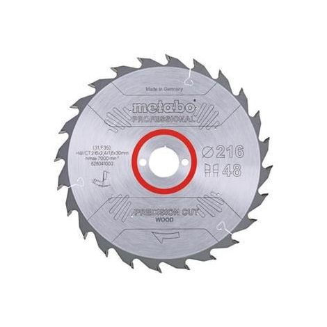 Sierra circular blade precision cut wood professional D216xB2,4xBohrung30mm 48Z. WZ (1/2)