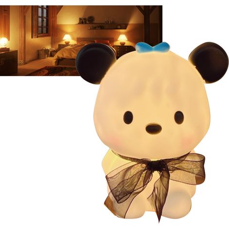 Veilleuse de chevet en forme d'animal de dessin animé, lampe de nuit LED décorative moderne et mignonne pour chambre à coucher et salon, en forme de chien avec ruban noir (1/5)