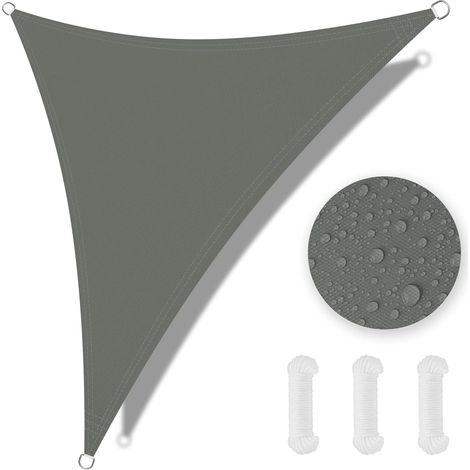 Voile d'ombrage Triangle, Toile Ombrage avec 3 Corde Libre, Auvent Imperméable UV Protection, Imperméable Toile Ombrages pour Jardin Terrasse Extérieur 2  2  2m (Taille Dépliée)-Gris (1/5)