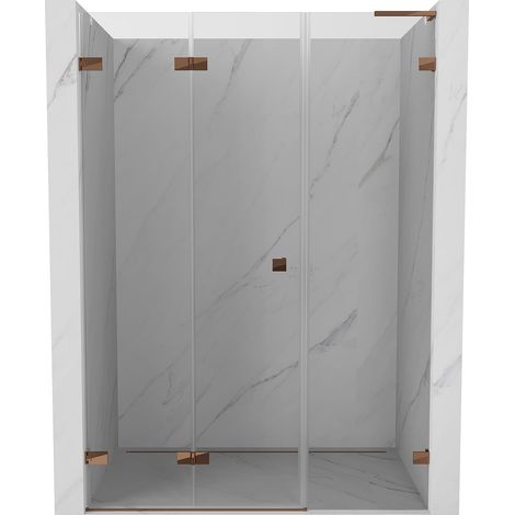 Mexen Lunar-F L porte doccia pieghevoli sinistra 135 cm, trasparente, oro rosa - 836SL-135-050-60-00-L (1/5)