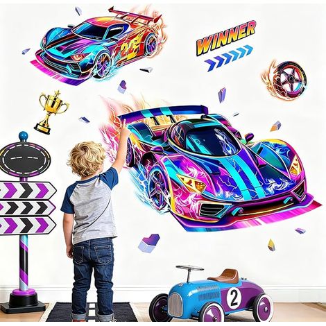 Stickers Muraux Voiture de Course Autocollant Mural Véhicule (1/2)