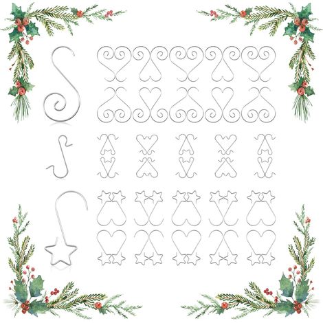 60 Stück Weihnachtskugelhaken, Weihnachtsbaumhaken, Weihnachtsschmuckhaken zum Aufhängen von Christbaumschmuck, Weihnachtskugeln, Weihnachtsstrümpfen, S- und Sternformen (1/5)