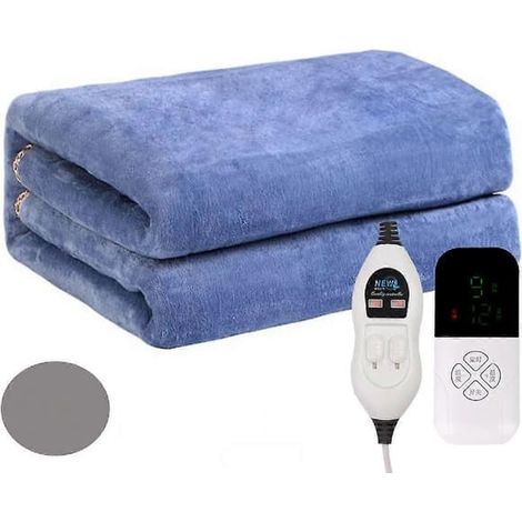 Couverture chauffante électrique - Couverture chauffante électrique douce en polaire côtelée à chauffage rapide avec 9 niveaux de chaleur (Gris foncé) (1/4)