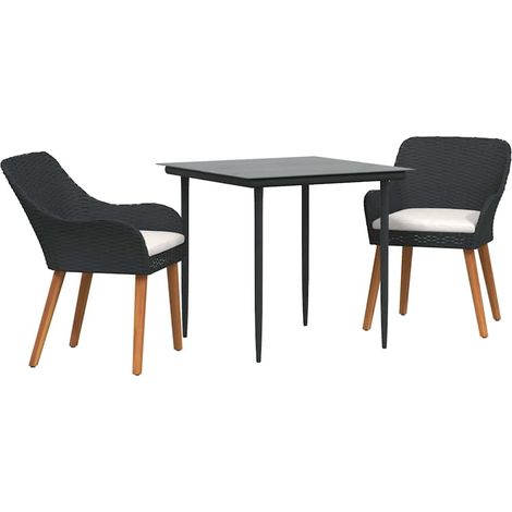 Maison Exclusive - Conjunto de Comedor de Jardín 3 uds. Negro rat (1/5)
