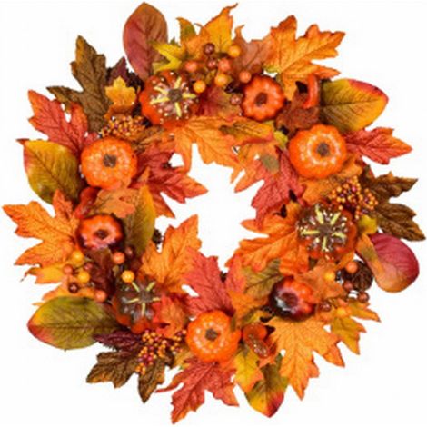 Guirlande Automnale - Feuilles D'érable Artificielles - Pour Porte Extérieure Cheminée Fête D'Action De Grâce Mariage - 37.5 cm - 1 Pièce (1/5)