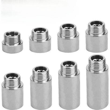 Ein Set aus 8 1/2-Zoll-Küchenarmatur-Verlängerungsstangen mit Längen von 10, 15, 20, 25, 30, 40, 50 und 60 mm, G1/2-Gewinde, aus Edelstahl. (1/5)