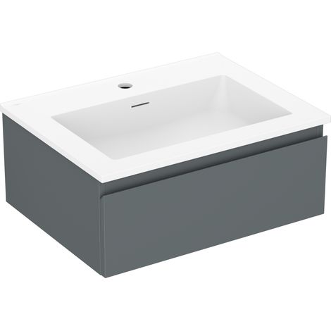 Mexen Orio Badezimmerschrank 60 cm mit Waschbecken Otis, 1 Schublade, Graphit matt/weiß matt - 91A10-06023-1-BF66-W18M01