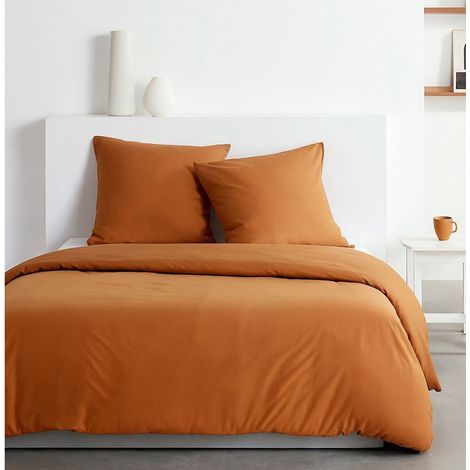 Parure de lit - TODAY - Essential - 2 personnes - 220 x 240 cm - Effet lavé caramel