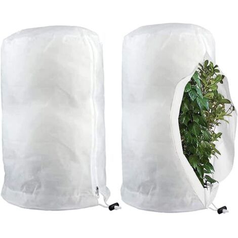Sollbry 2pcs Protection hivernale pour plantes Protection contre le gel Grand sac de protection hivernale pour plantes avec fermeture éclair Respirant Résistant à la déchirure Réutilisable (80 100cm) (1/4)