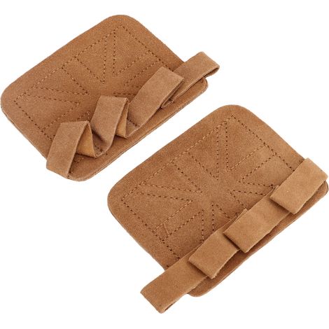 Gants de musculation en cuir renforcé double épaisseur, protection complète des mains avec rembourrage 4 doigts, idéal pour fitness et cross-training, couleur marron. (1/5)