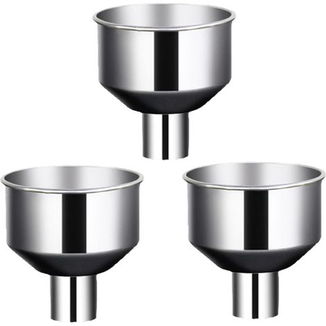 Edelstahl-Trichter-Set, 3-teilig, Ausgießtrichter für Flüssigkeiten Pulver- und Gewürztrichter für Küche, Haushalt, Restaurant, Wohnung, Esszimmer, Öl, Soßen und Gewürze (1/5)