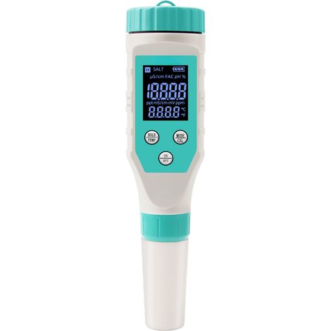 Medidor de calidad del agua 7 en 1: Cloro, pH, sólidos disueltos totales, sal, ORP, FAC, CE, temperatura. Multifuncional. (1/5)