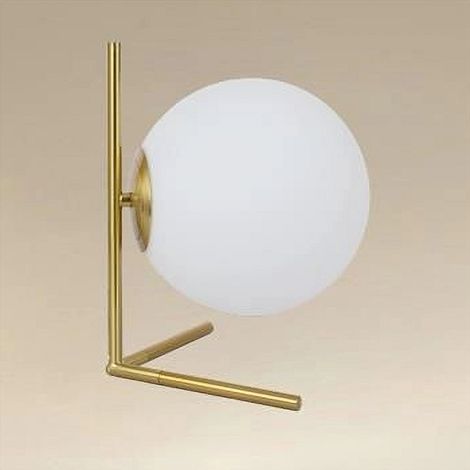 TRADE SHOP - Lampada Da Tavolo Scrivania Ramo Con Sfera In Vetro Luce Attacco E27 Oro 33870 -