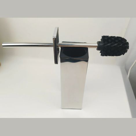 Brosse WC murale en acier inoxydable 304 (couleur argent) - Accessoires de salle de bain sans perçage (1/5)
